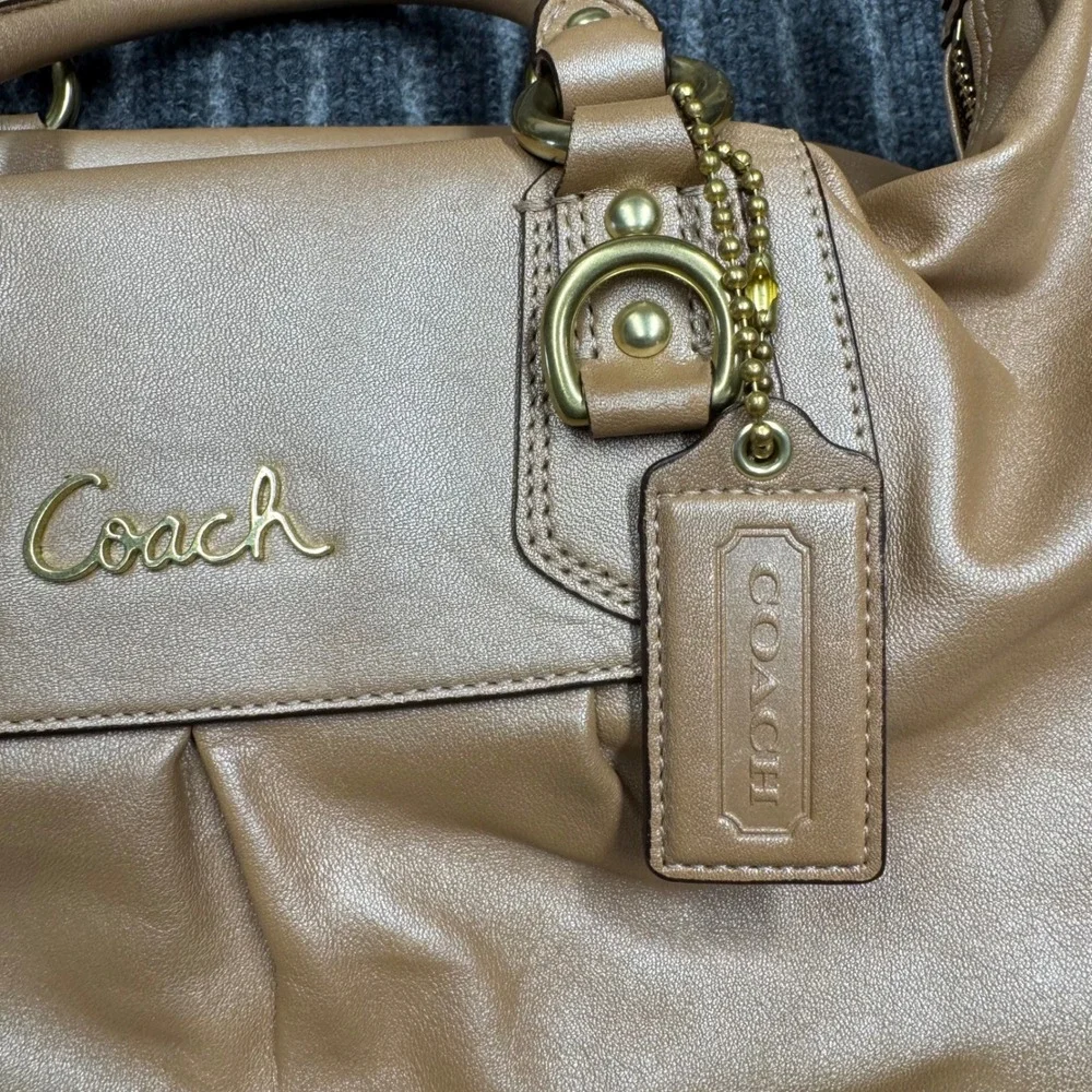 Coach Ashley Satchel Large Tan Leather Gold Hardware F15447 (2211)